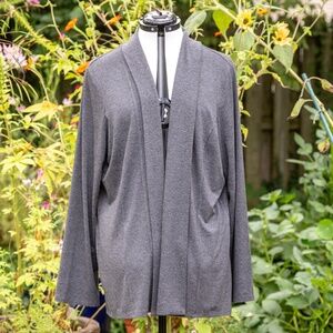 J Jill Open front lightweight jersey charcoal Rayon Jacket EUC